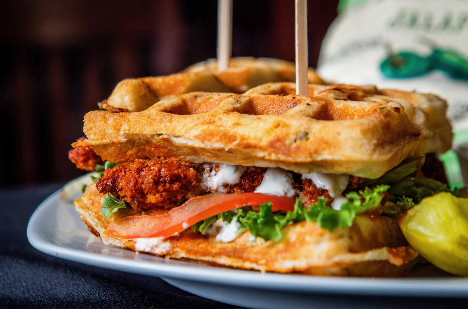 Buffalo Chicken, sandwiches from Waco Waffle Co.