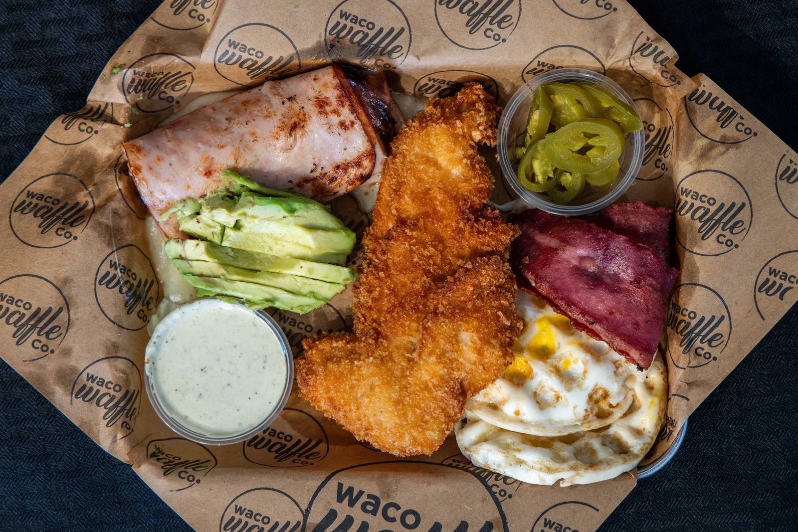 Protein Plate, plates & salads from Waco Waffle Co.