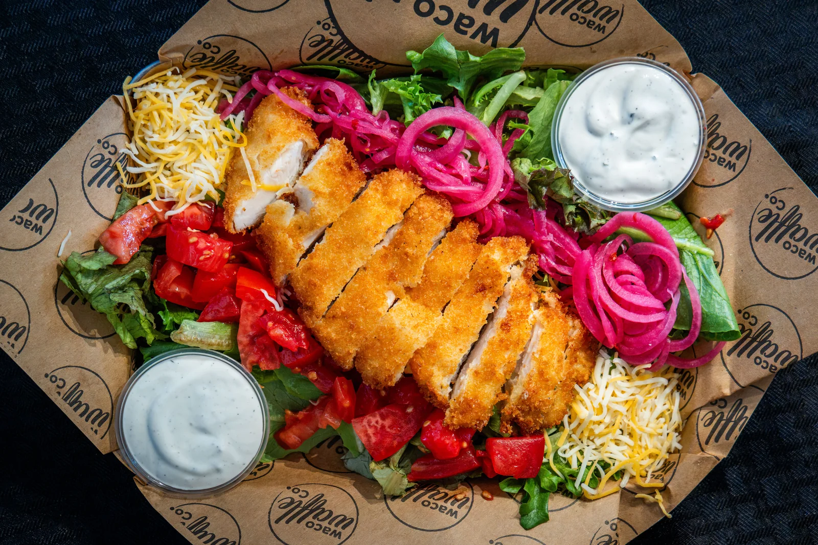 Fried Chicken Salad, plates & salads from Waco Waffle Co.